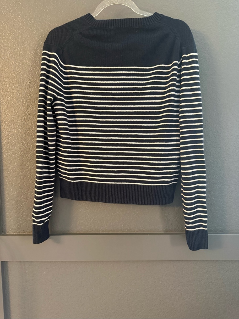 ALEX MILL • Marine Navy & White Striped Henley Sweater - Medium - Picture 5 of 5